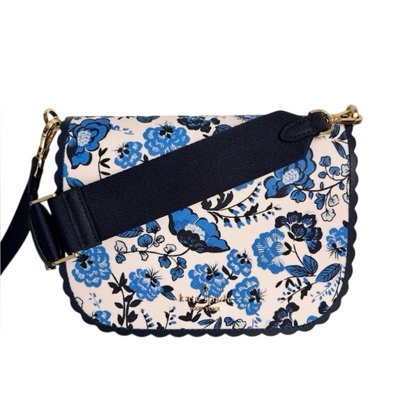 Kate Spade Madison Floral Printed Saddle in blue multi Saffiano Bag NWT - Picture 5 of 13